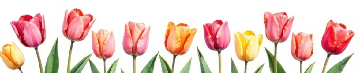 Naklejka premium Delicate watercolor tulips, white background Charming spring floral clipart , pastel, soft