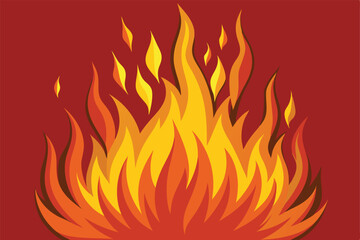 Fire flames on red background. Vector illustration of fire flames on red background.