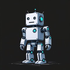 cube robot on plain black background illustration icon logo concept 