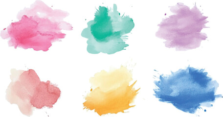 Colorful watercolor brush strokes vector. Png Ink color smoke blot on transparent Abstract background.