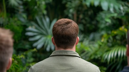 Group of People Observing Sloths in a Lush Sanctuary Surrounded by Tropical Foliage
