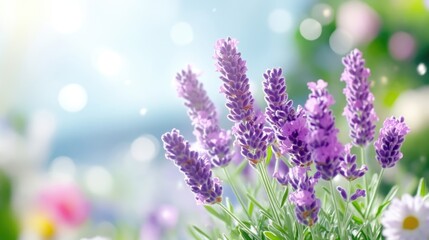 Naklejka premium Lavender blossoms in a sunny garden