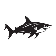 Fototapeta premium Shark black color on isolated white background