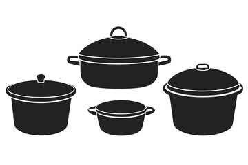 set of Pot Lid silhouette vector illustration
