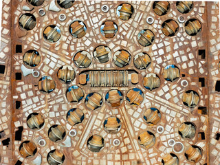 Huge tunnel drilling machine head disc displayed at the Koralmbahn Weststeiermark train station