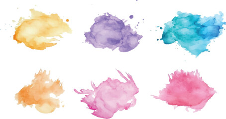 Set of watercolor brash multicolored design. watercolor on white background. © Towhidul