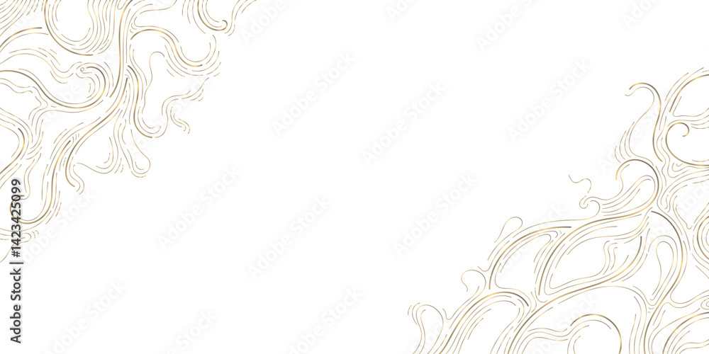 Aufkleber vector abstract gold line wave pattern, luxury elegant frame with organic fluid elements. japanese s