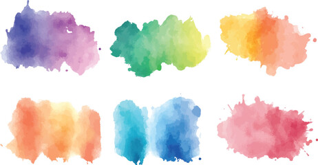 Colorful watercolor brush strokes vector. Png Ink color smoke blot on transparent Abstract background