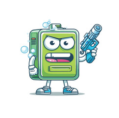 Trash bin Garbage bin Cleaner service cartoon mascot illustration  - Adobe Illustrator Artwork