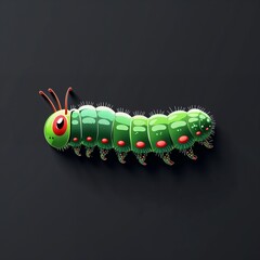 caterpillar on plain black background illustration icon logo concept 