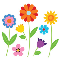 Fototapeta premium Abstract flat style flower illustrations in vibrant digital art perfect for prints and web design