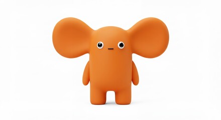 Fototapeta premium Adorable orange cartoon creature with big ears charming 3 d render for kids products
