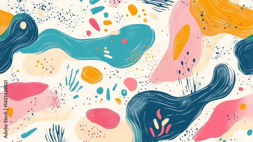Poster vibrant abstract paint strokes with a unique seam pattern for modern design