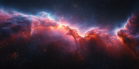 Obraz premium Vibrant cosmic nebula showcasing luminous gas clouds and twinkling stars in deep space