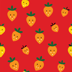 Naklejka premium Bright Strawberry Field With Tiny Bees Seamless Design