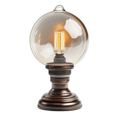 Glass globe lamp on bronze base