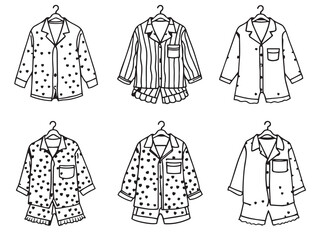 Pajama set vector line art illustration
