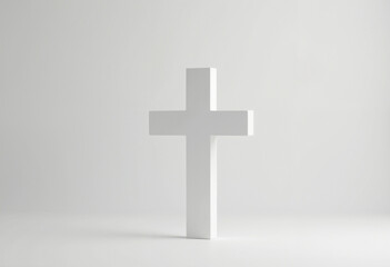Obraz premium small white cross crucifixion figurine on white background