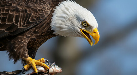 Eagle Catching Fish Bird of Prey with Sharp Talons