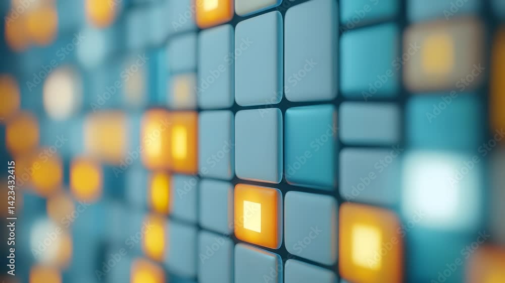 Poster illuminated abstract grid of colorful squares