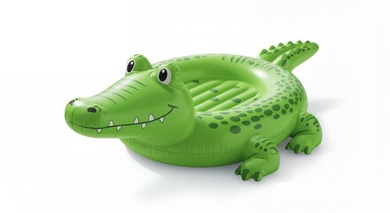Naklejka premium Fun inflatable crocodile pool toy for kids summer water play