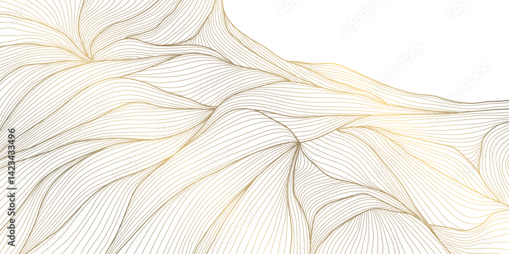Aufkleber vector line gold on white wave abstract pattern. luxury premium leaves design, curve ocean elegant o