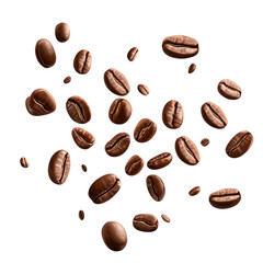 Coffee beans background fresh roasted aromatic espresso latte cappuccino mocha coffee shop cafe drink caffeine on transparent background