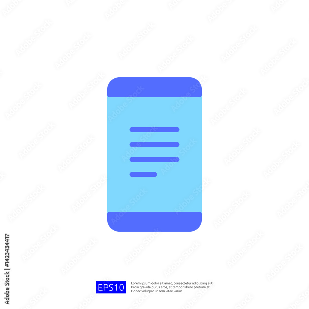 Poster digital mobile device icon representing online education and science access in modern learning envir