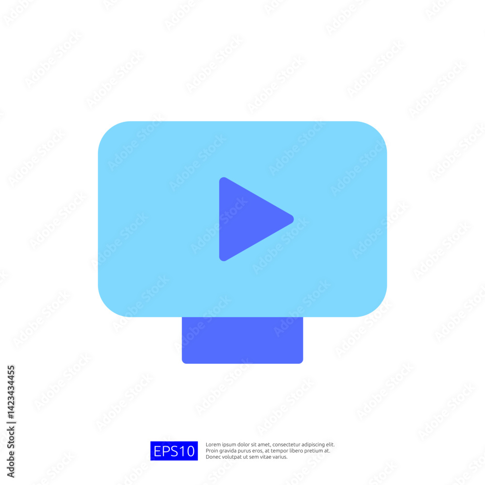 Aufkleber blue digital icon representing video media on a computer screen symbolizing education and science in