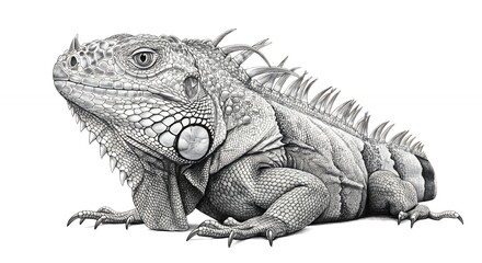 Obraz premium Realistic pencil sketch of an iguana reptile wildlife animal drawing