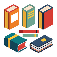 Collection of Isometric Books Various Colors and Sizes