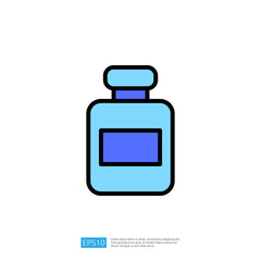 Obraz premium Blue Laboratory Bottle Icon Representing Medical and Pharmaceutical Science in Modern Education Context