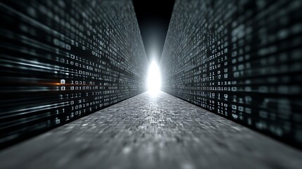 The Infinite Journey Through Data and Code Represented by a Digital Tunnel