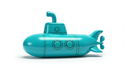 Obraz premium Whimsical teal inflatable submarine toy illustration