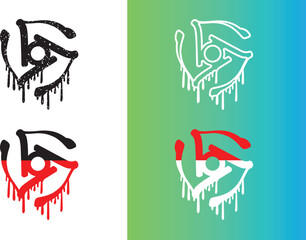 Slime rpm vector, spindle, dripping rpm, record, grungy symbol, 45 adaptor symbol to use on any clothing mockups
