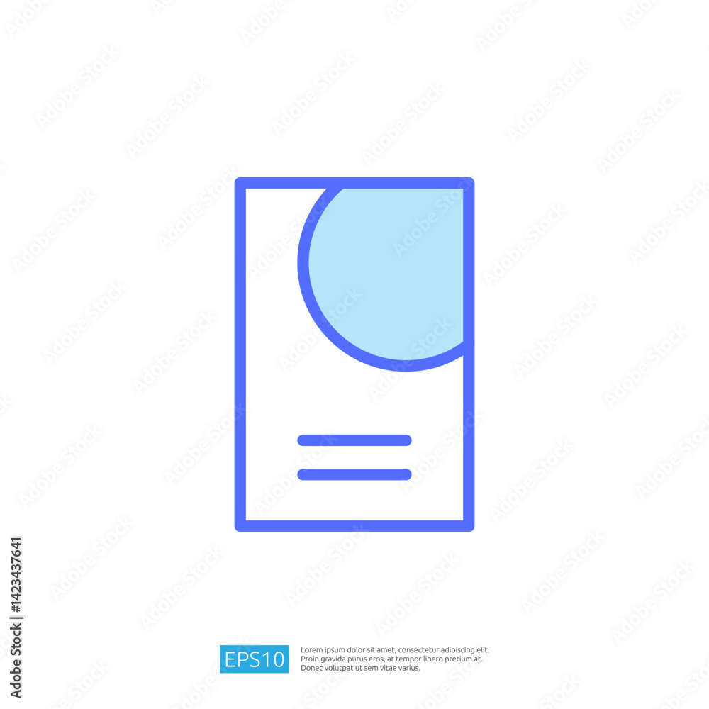 Poster educational icon featuring a minimalist document design with geometric elements representing science