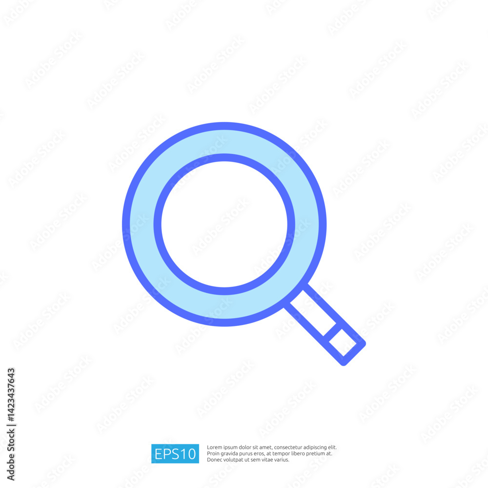 Poster magnifying glass icon representing search and discovery in a simple minimalist design