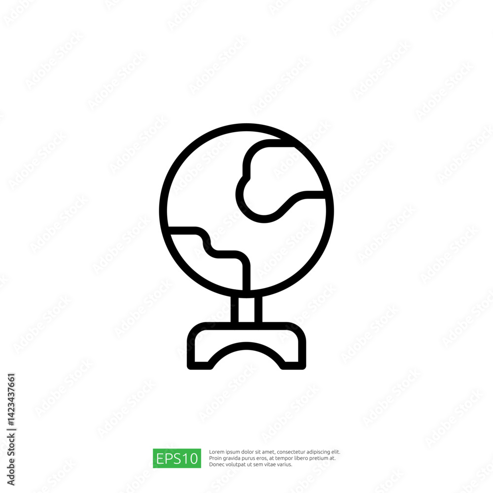 Poster globe icon representing education and science themes for global learning and exploration in academic