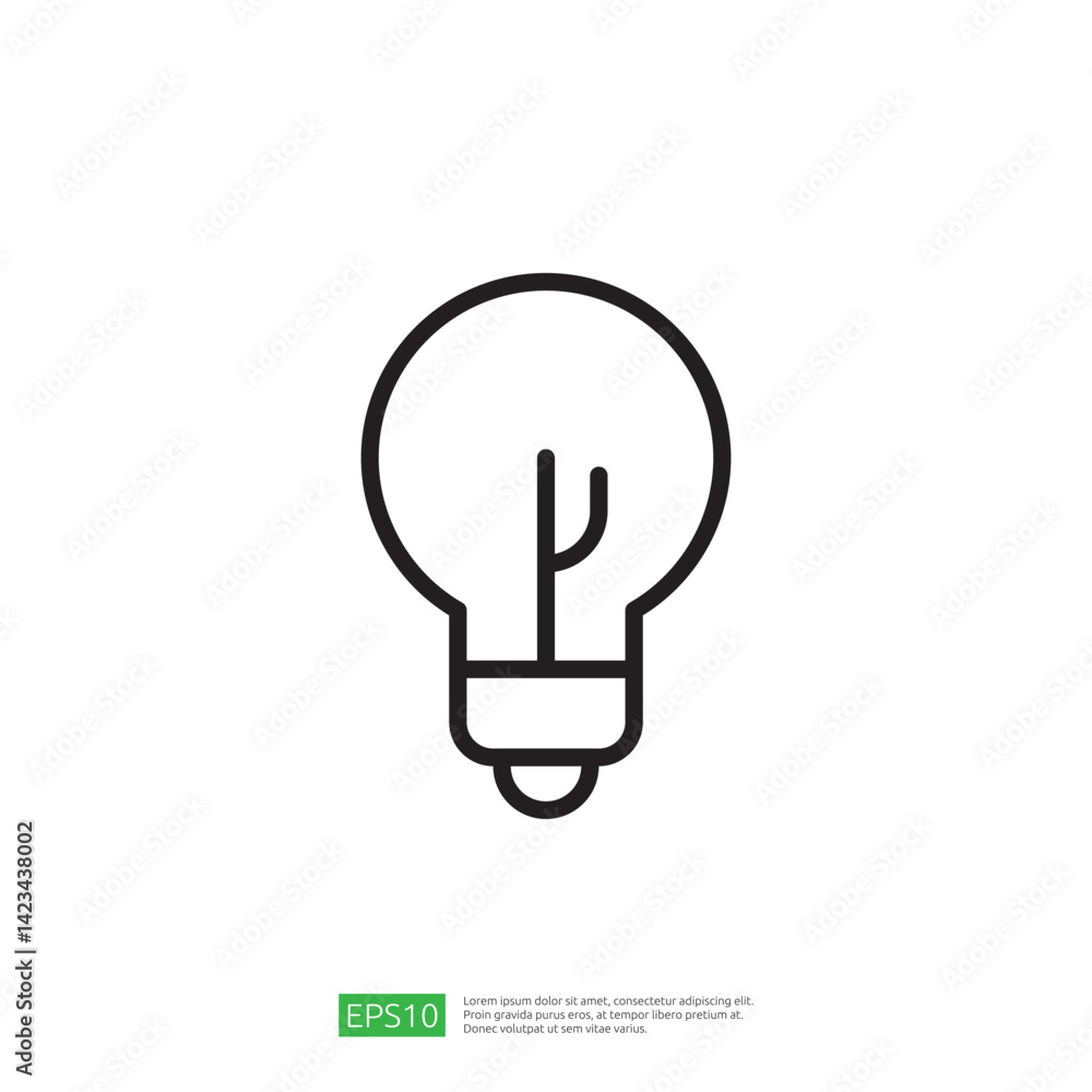 Poster light bulb icon representing ideas and innovation in education and science concepts