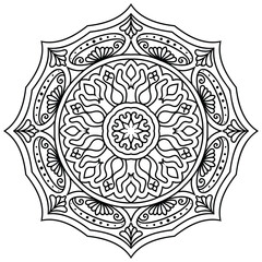 Fototapeta premium Elegant Abstract Floral Mandala Illustration Hand Drawn Ethnic Design for Wellness Yoga Meditation Tattoos Mehndi Fabric Crafts Spiritual Branding and Digital Use