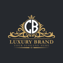 Luxury letter logo with crown initial monogram calligraphic.
