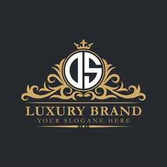 Luxury letter logo with crown initial monogram calligraphic.
