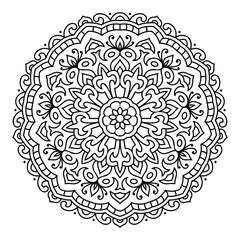 Fototapeta premium Elegant Abstract Floral Mandala Illustration Hand Drawn Ethnic Design for Wellness Yoga Meditation Tattoos Mehndi Fabric Crafts Spiritual Branding and Digital Use