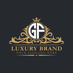 Luxury letter logo with crown initial monogram calligraphic.
