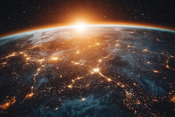 Obraz premium Earth at Sunrise from Space