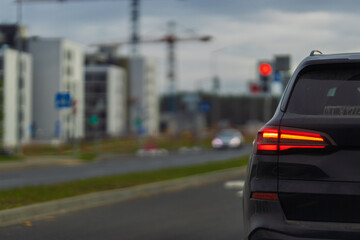 evening views of the road highway on a sunny day in summer. 