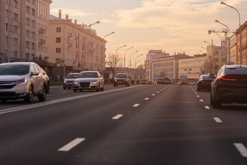 Fototapeta premium evening views of the road highway on a sunny day in summer. 