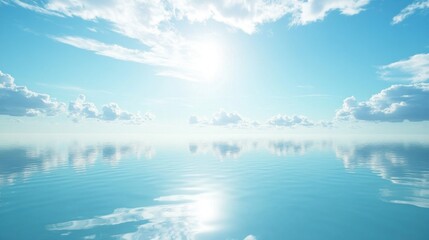 Serene azure sky reflecting on a calm sea