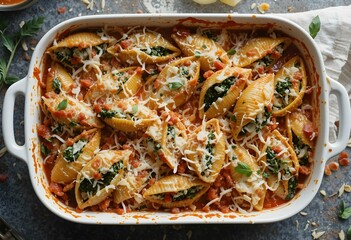 Baked Pasta Shells Stuffed with Ricotta and Spinach