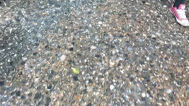 Footsteps on a Wet Pebbled Surface